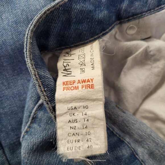 Nasty Gal Womens Size 10 Girl Talk Distressed Shredded Mom Jeans Light Wash - Picture 6 of 10